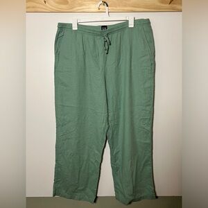 Gap Pull On Pants Linen Wide Leg Green Women Size XXL
